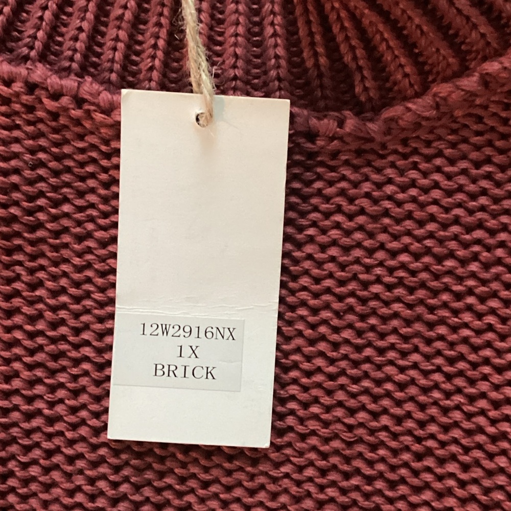 Women's Rust Cowl Neck Fringe Sweater - Picture 4 of 6